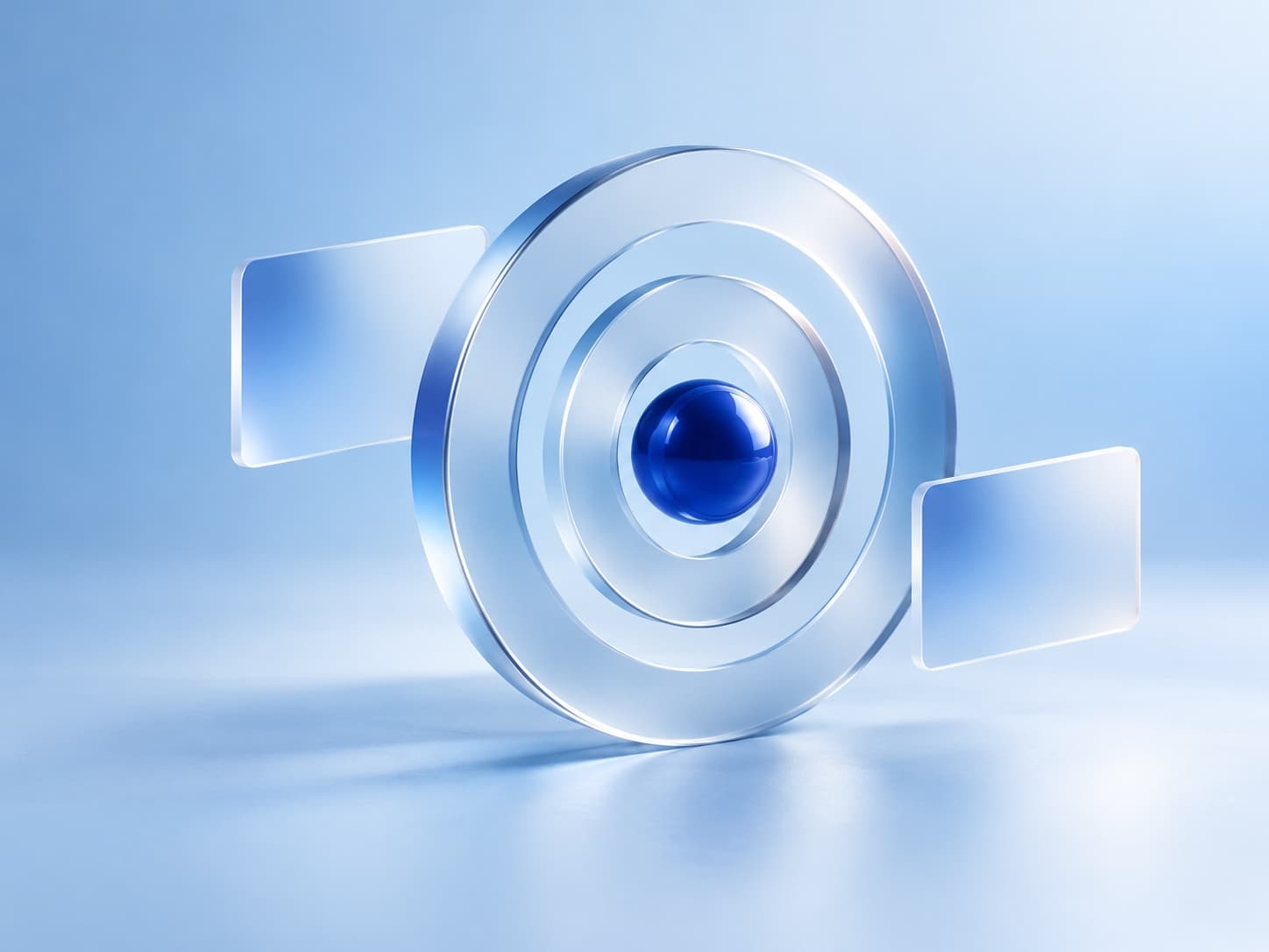 Blue glass target representing managed Meta advertising
